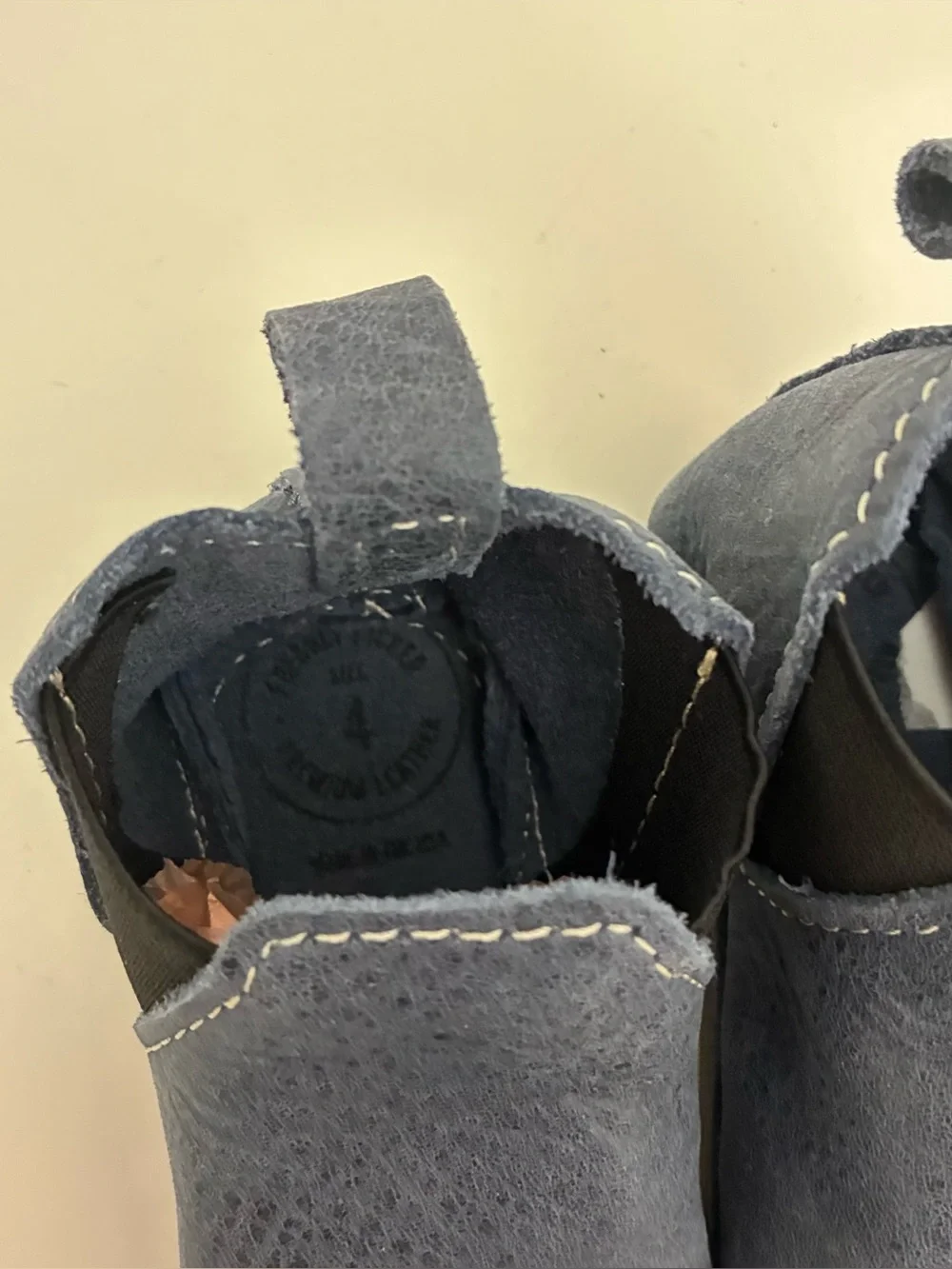 Freshly Picked Baby‎ Size 4 Alta Chelsea Boot Moccasin Leather Hard Sole Navy